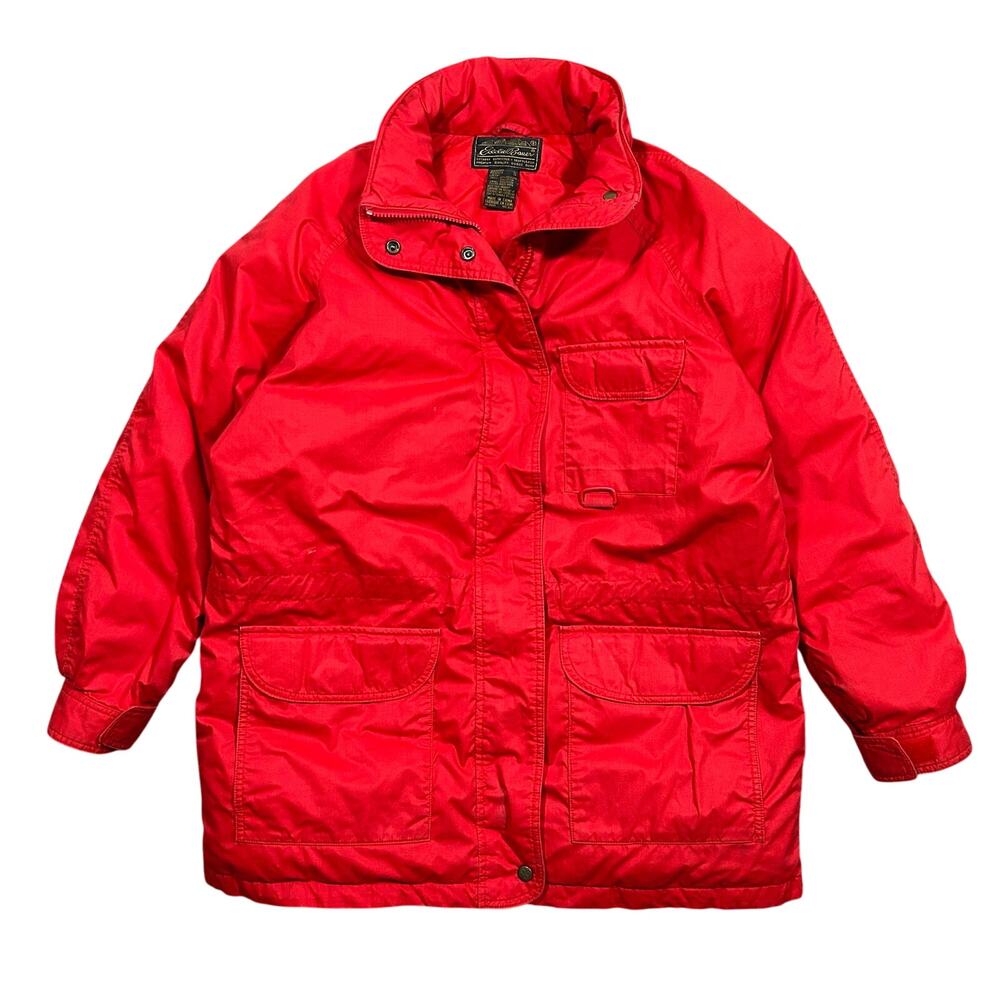 Vintage Eddie Bauer Jacket Women’s Size Large Goose Down Puffer Coat Parka Red